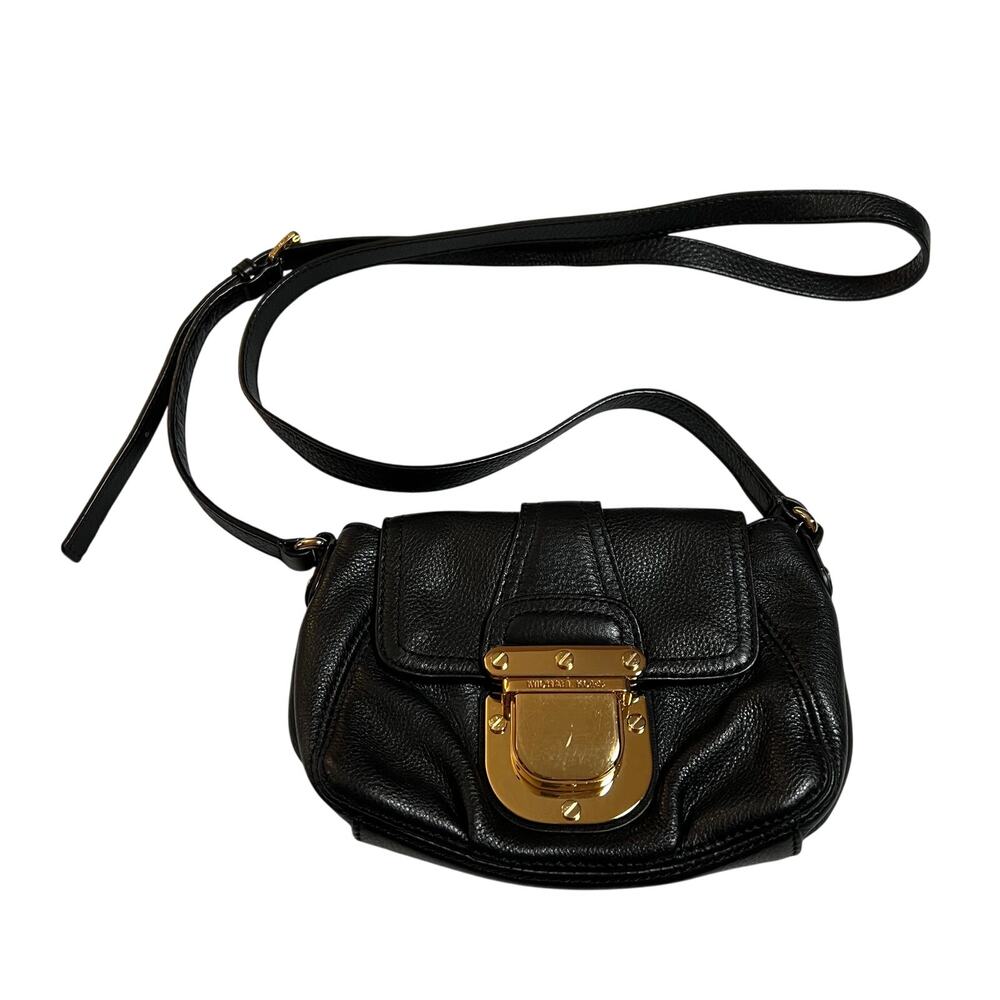 Michael Kors Charlton Leather Crossbody Handbag Gold Buckle Adjustable Strap